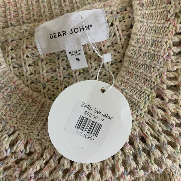 Dear John Zella Multicolor Chunky Knit Textured Sweater Lightweight Small NWT - Picture 4 of 5